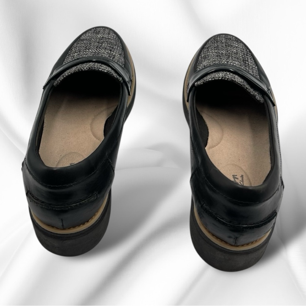 Clarks Women's Sharon Gracie Black Tweed Women's Loafers Size 8.5M - Picture 7 of 15